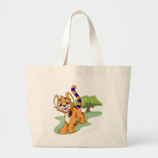 Grand Tote Bag Kougra orange aventureux sur l'île de mystère