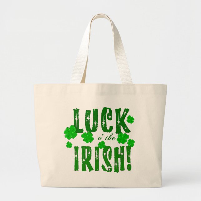 Grand Tote Bag La chance des irlandais étoiles Shamrocks Fourre-t (Devant)
