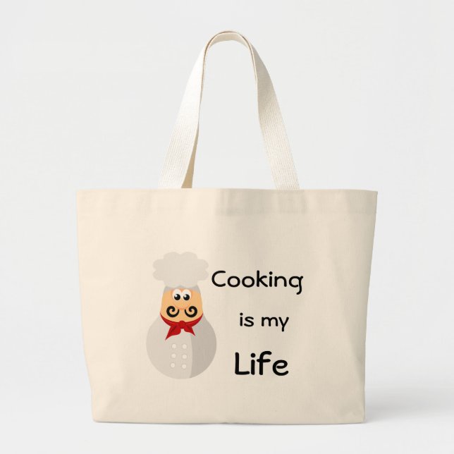 Grand Tote Bag La cuisine drôle de chef est ma vie (Devant)