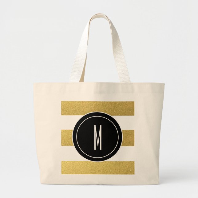 GRAND TOTE BAG LA FEUILLE D'OR BARRE LE MONOGRAMME NOIR DE %PIPE% (Devant)