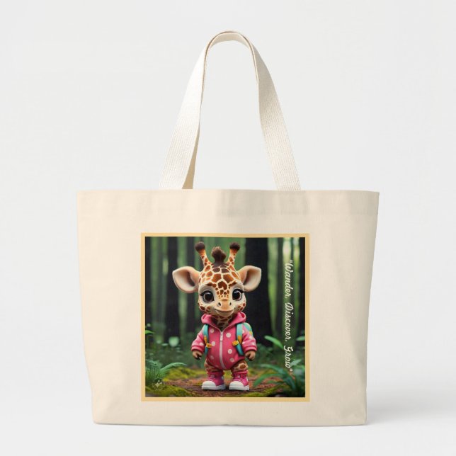 Grand Tote Bag "La girafe aventurière" (Devant)