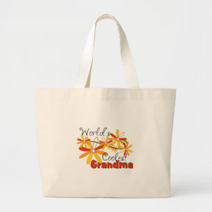 Grand Tote Bag La grand-mère la plus cool du monde floral