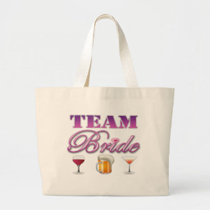 Grand Tote Bag La jeune mariée d'équipe boit des demoiselles