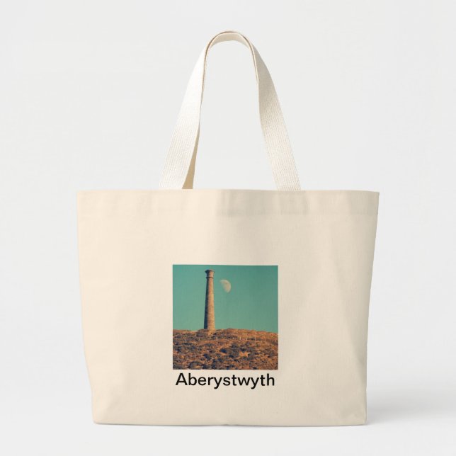 Grand Tote Bag La Lune et une tour : Aberystwyth (Devant)