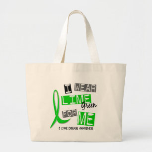 Grand Tote Bag La maladie de Lyme je porte le vert de chaux pour