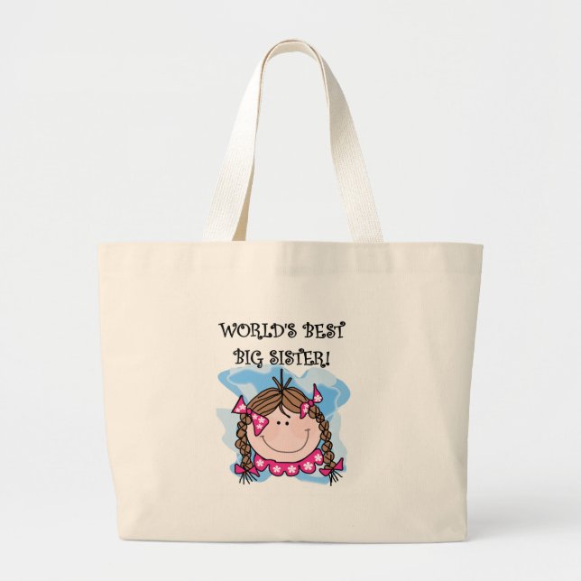 Grand Tote Bag La meilleure grande soeur de Brunette World (Devant)