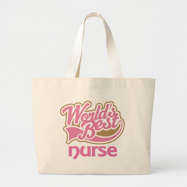 Grand Tote Bag La meilleure infirmière des mondes roses mignons (Devant)