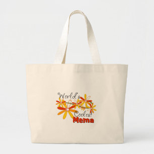 Grand Tote Bag La Mema la plus cool du monde floral