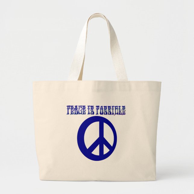 Grand Tote Bag La paix EST possible (bleu) (Devant)