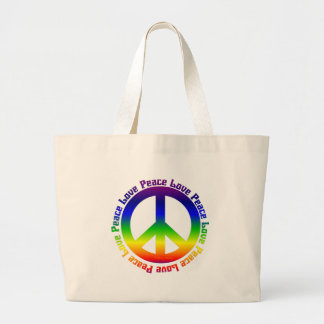 Grand Tote Bag La paix et aiment tous autour