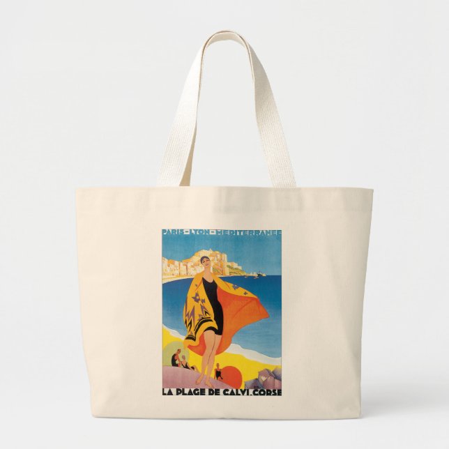 Grand Tote Bag La Plage de Calvi Corse (Devant)