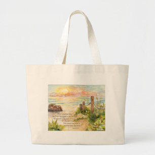 Grand Tote Bag La plage signale le Lever de soleil-Psaume 139
