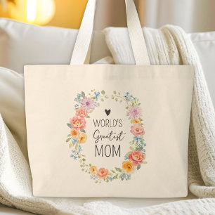 Grand Tote Bag La plus grande maman du monde Citation personnalis