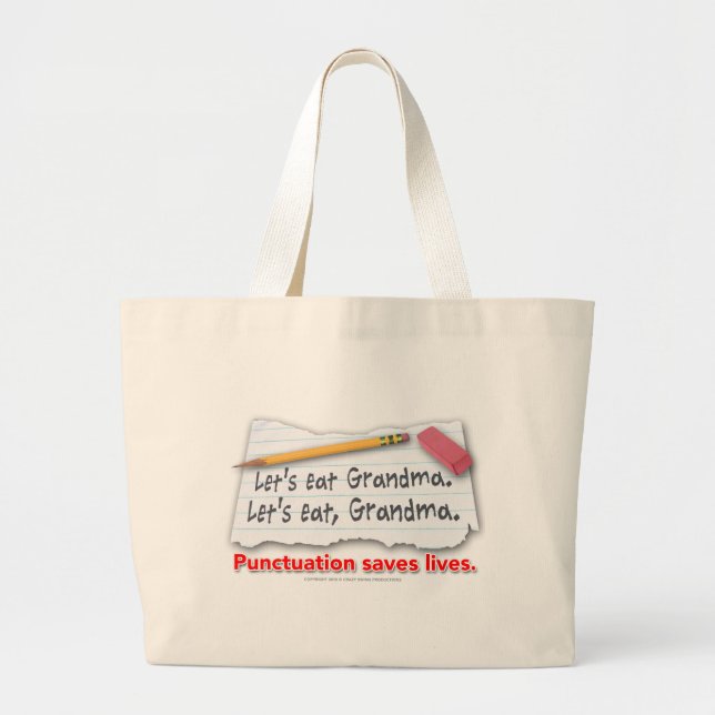 Grand Tote Bag La ponctuation sauve les vies (Devant)