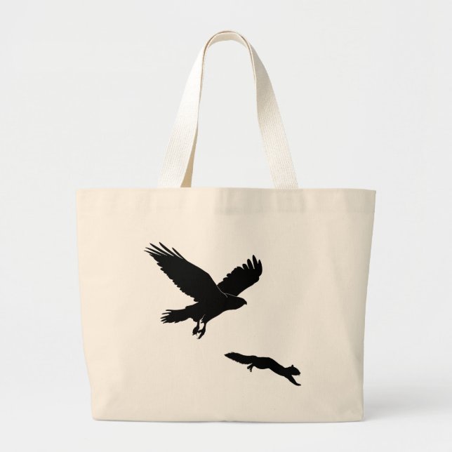 Grand Tote Bag La queue rouge sur la silouette d'écureuil (Devant)