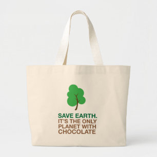 Grand Tote Bag La terre, la seule planète avec du chocolat