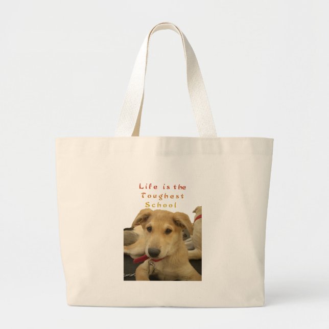 Grand Tote Bag "La vie est l'école la plus difficile" (Devant)