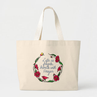 Grand Tote Bag La vie est poignée fragile avec la guirlande de