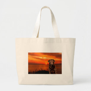 Grand Tote Bag Labrador Retriever Chien assis à côté du coucher d