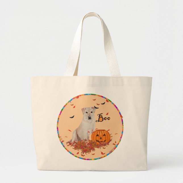 Grand Tote Bag Labrador Retriever Jaune Boo! (Devant)