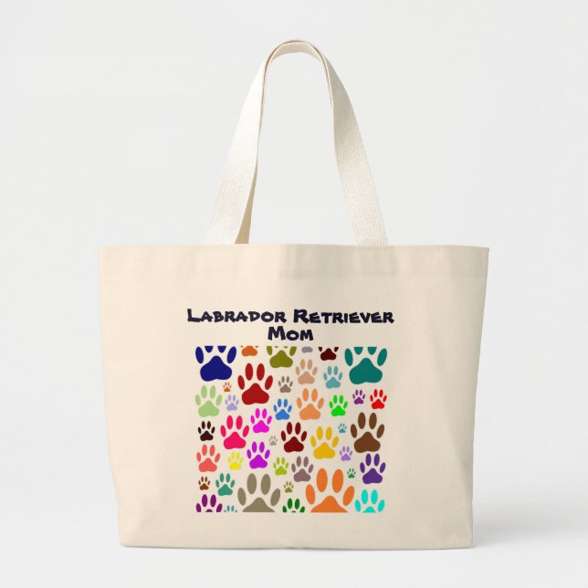 Grand Tote Bag Labrador Retriever Maman Empreintes de pattes de c (Devant)