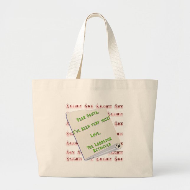 Grand Tote Bag Labrador Retriever Naughty ou Nice (Devant)