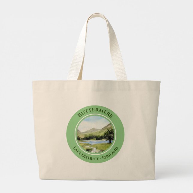 Grand Tote Bag Lac Buttermere, Cumbria, England Watercolor (Dos)