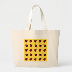 Grand Tote Bag Ladybug 60s rétro cool rouge jaune