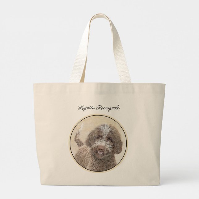 Grand Tote Bag Lagotto Romagnolo Peinture Cute Original Chien Art (Dos)