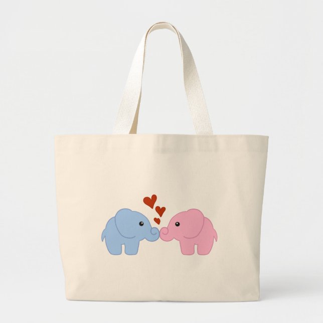 Grand Tote Bag L'amour de l'éléphant (Devant)
