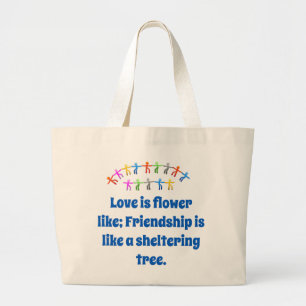 Grand Tote Bag L'Amour Est Fleur Comme - Citation D'Amitié