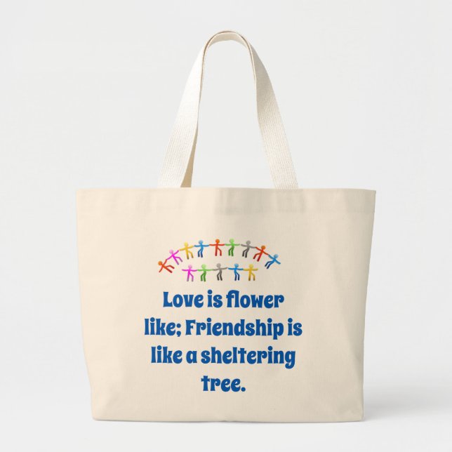 Grand Tote Bag L'Amour Est Fleur Comme - Citation D'Amitié (Devant)
