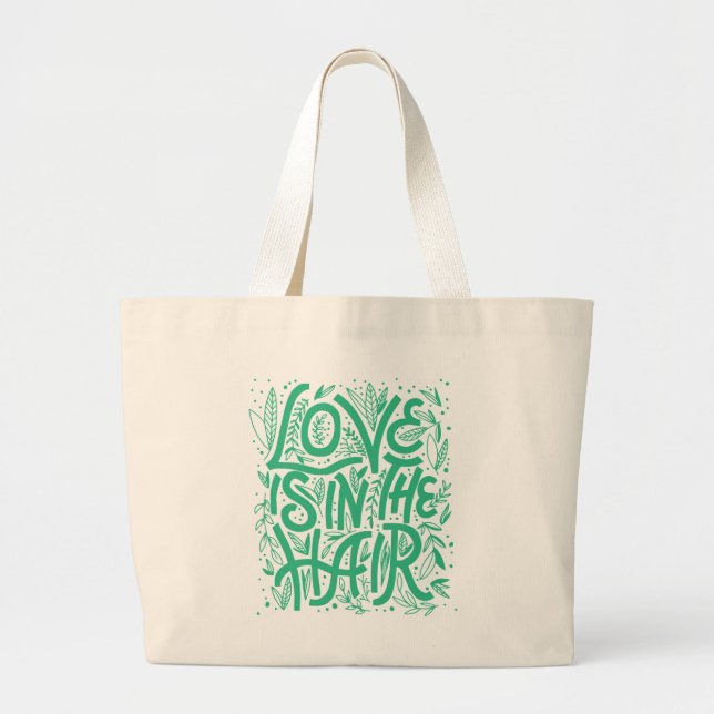 Grand Tote Bag L'amour vert est dans les cheveux (Devant)