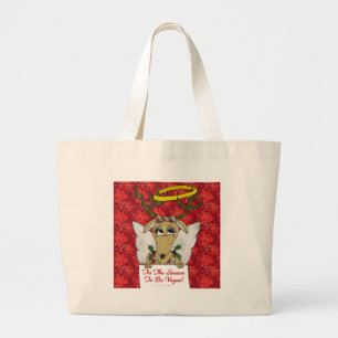 Grand Tote Bag L'ange du renne C'est la saison d'être végan