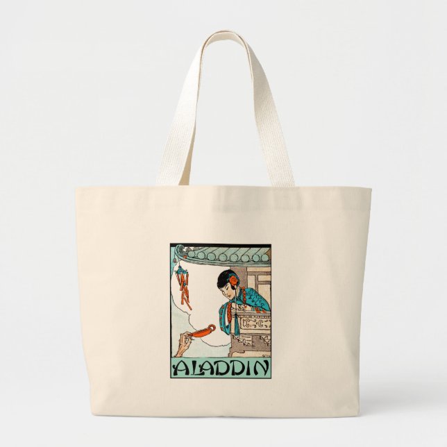 Grand Tote Bag Lanterne magique Vintage Aladdin (Devant)