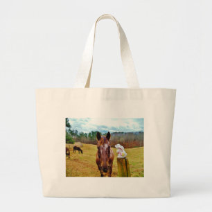Grand Tote Bag Lapin de Pâques et cheval Brown