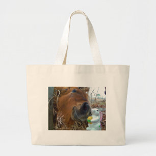 Grand Tote Bag Lapin de Pâques et cheval Brown