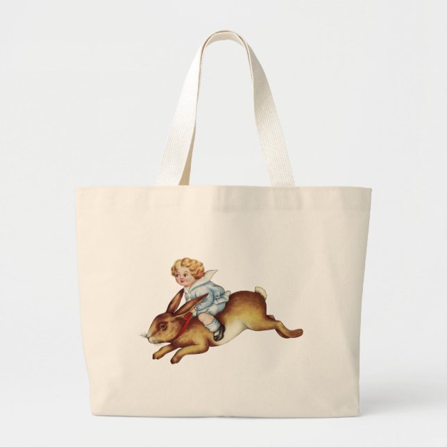 Grand Tote Bag Lapin lapin vintage pour enfants (Devant)
