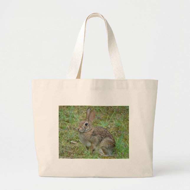 Grand Tote Bag Lapin sauvage Est Cottontail II Vêtements et cadea (Devant)
