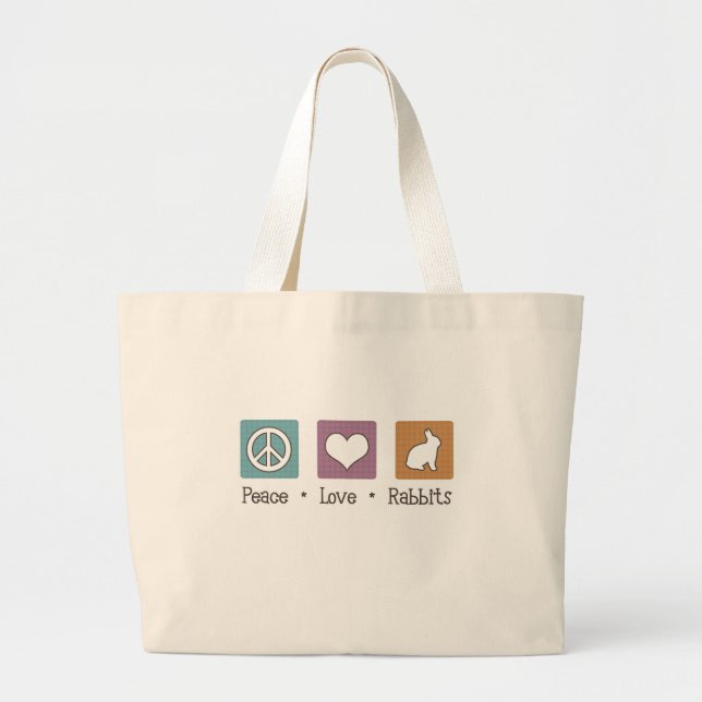 Grand Tote Bag Lapins d'amour de paix (Devant)