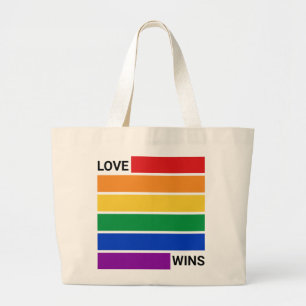 Grand Tote Bag L'arc-en-ciel LGBTQ, l'amour gagne