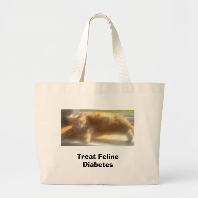 Grand Tote Bag LarrySunning, diabète félin de festin (Devant)