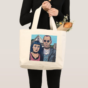 Grand Tote Bag L'art gothique américain moderne inspiré de Grant