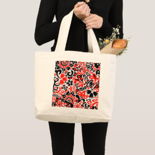 Grand Tote Bag L'art populaire ukrainien motif floral abstact