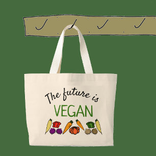 Grand Tote Bag L'avenir est VEGAN, avec des légumes