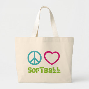 Grand Tote Bag Le base-ball d'amour de paix