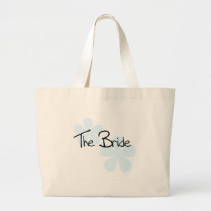 Grand Tote Bag Le bleu fleurit la jeune mariée