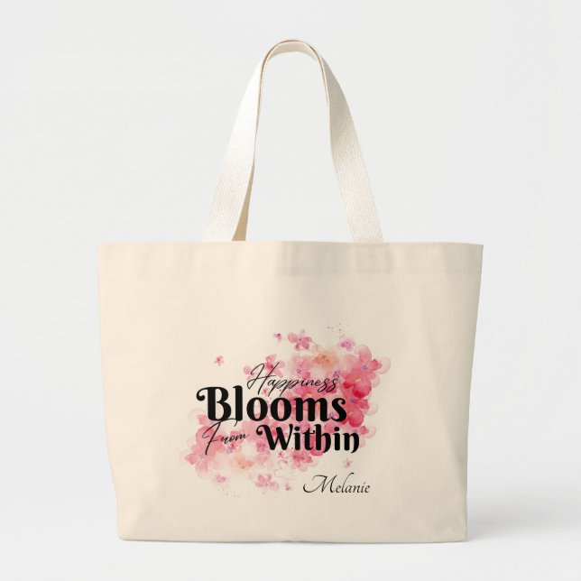 Grand Tote Bag Le bonheur fleurit de l'intérieur (Devant)