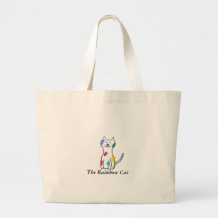 Grand Tote Bag Le chat d'arc-en-ciel