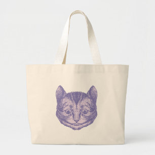 Grand Tote Bag Le chat de Cheshire a encré la lavande
